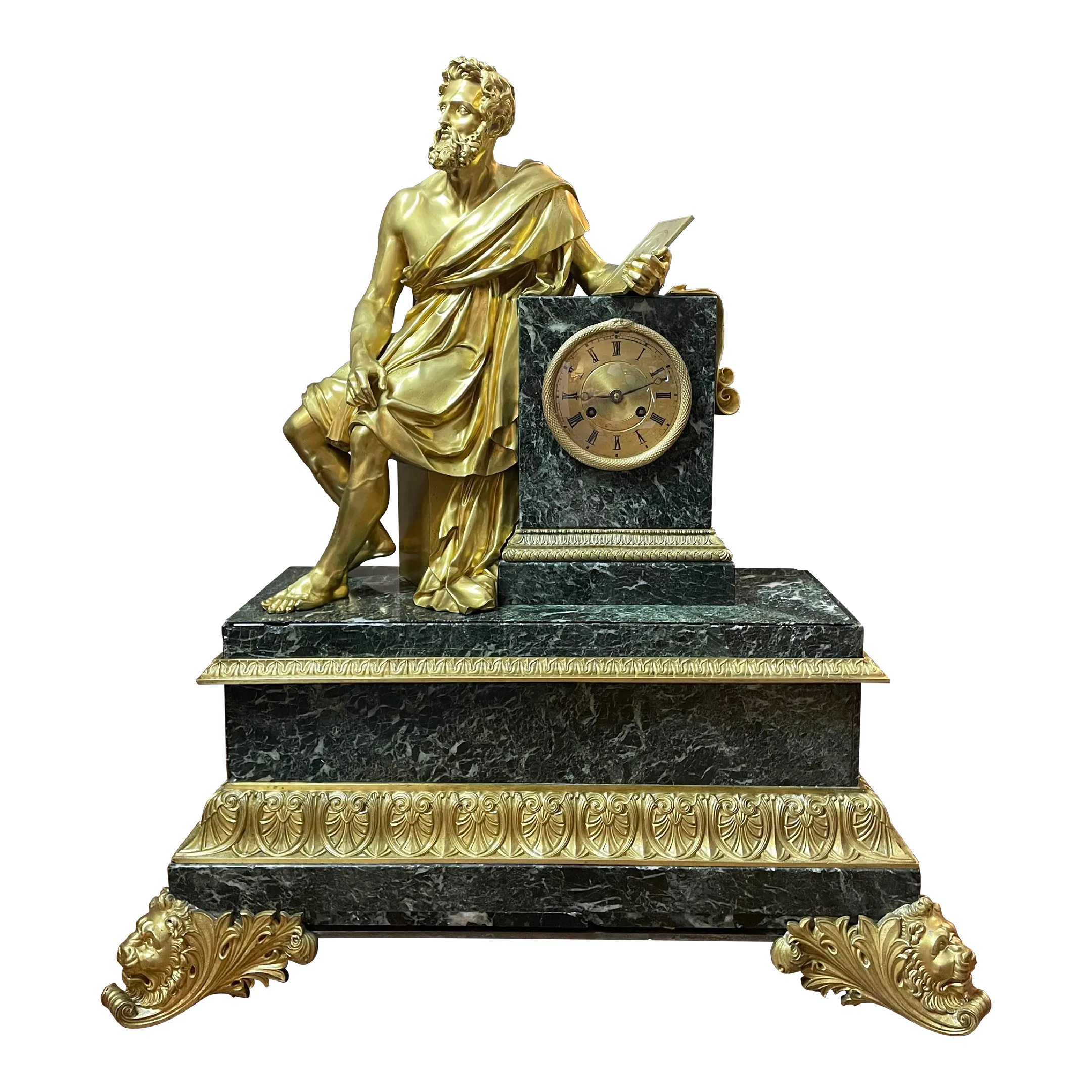 Honoré Pons Monumental Sized French Empire Mantel Clock | Chairish