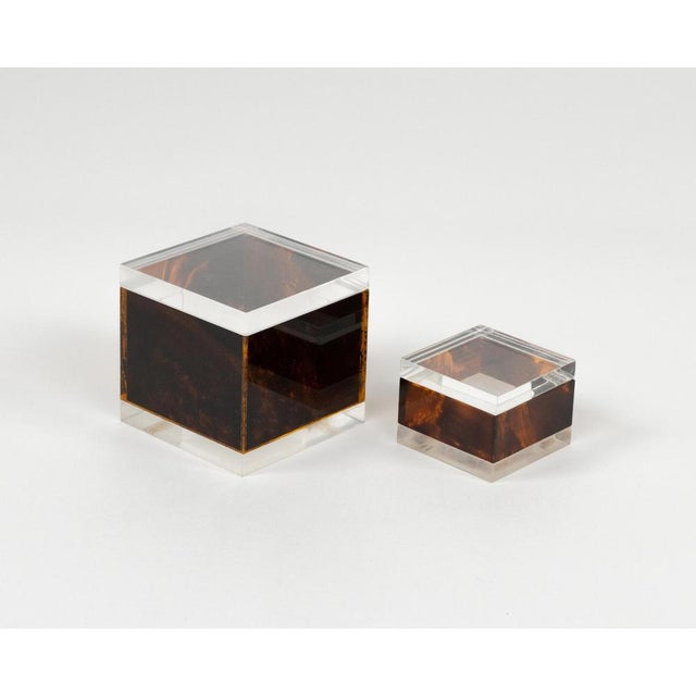Tortoiseshell Acrylic Glass Box in the style of Christian Dior, Italy, 1970s For Sale - Image 3 of 16