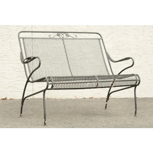 Traditional Vintage Wrought Iron Garden Patio Settee For Sale - Image 3 of 13