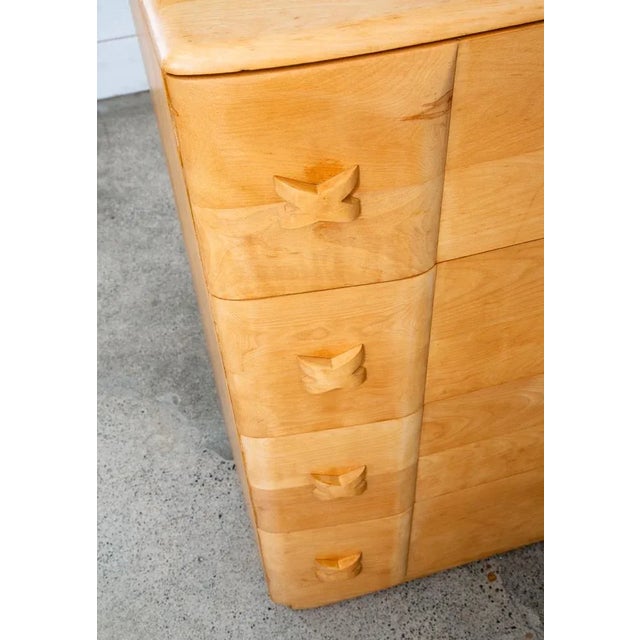 Brown 1960s Mid Century Modern Highboy Dresser Maple 4 Drawer Heywood Wakefield Rio Vintage For Sale - Image 8 of 12