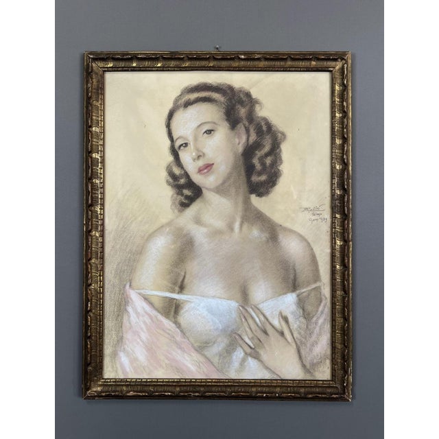Female Portrait, 1939, Pastel Artwork, in Very Good conditions. Designed 1920 to 1949