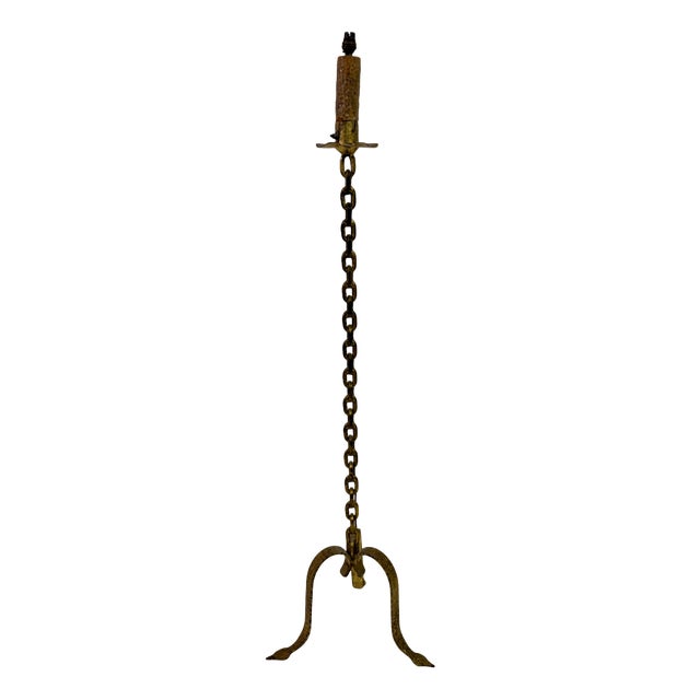 Gilt Metal Chain Link Floor Lamp in the style of Franz West, 1970s For Sale