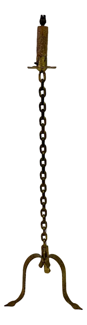 Gilt Metal Chain Link Floor Lamp in the style of Franz West, 1970s