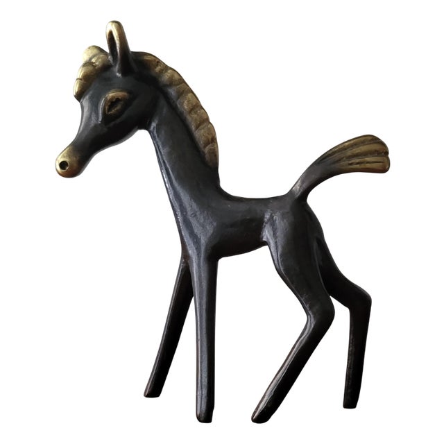 Mid-Century Modern Brass Horse Sculpture by Walter Bosse for Hertha Baller, Austria, 1950s For Sale