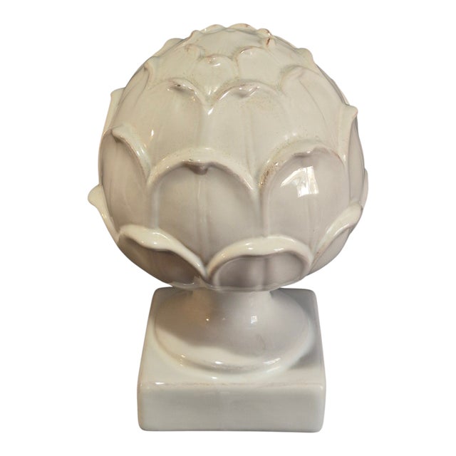 Decorative Ceramic White Artichoke Sculpture For Sale - Image 6 of 6
