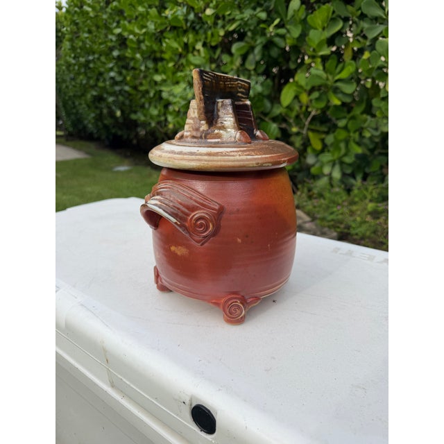 Late 20th Century Vintage Mark Heimann Studio Pottery Covered Jar With Sculptural Handles For Sale - Image 5 of 9