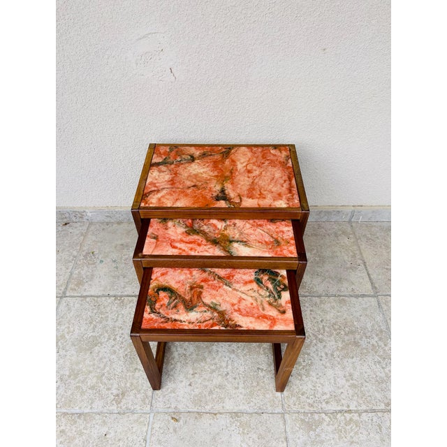 Beige Vintage Scandinavian Teak Nesting Tables, 1960s, Set of 3 For Sale - Image 8 of 17