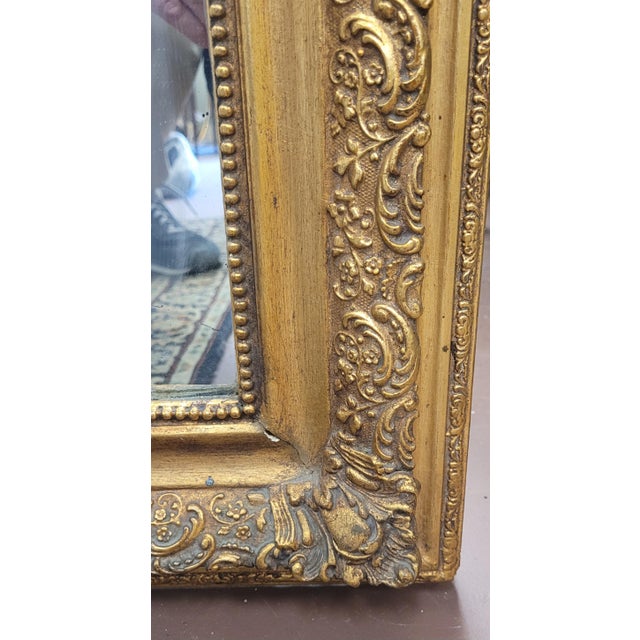 Gothic 1900s Super Fine Large Gold French Style Mirror For Sale - Image 3 of 8