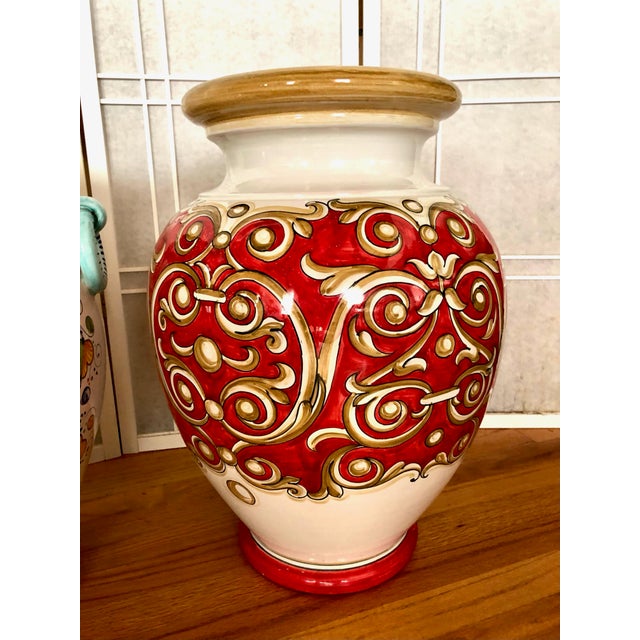 Casola Ceramica Floor Vases 21" X 15" From Positano, Italy 1996 For Sale - Image 9 of 11