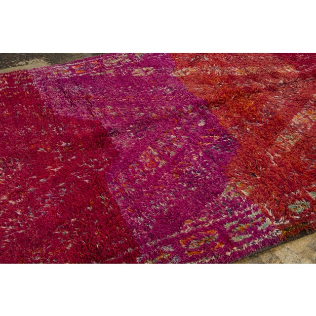 Rug & Kilim Vintage Moroccan Shag Wool Rug With Chevron Design by Rug & Kilim, 1950-1959 For Sale - Image 4 of 9