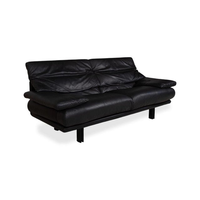 Modern Alanda Leather Two-Seater Black Sofa Manual Function by Paolo Piva for B&B Italia C&B Italia For Sale - Image 3 of 15