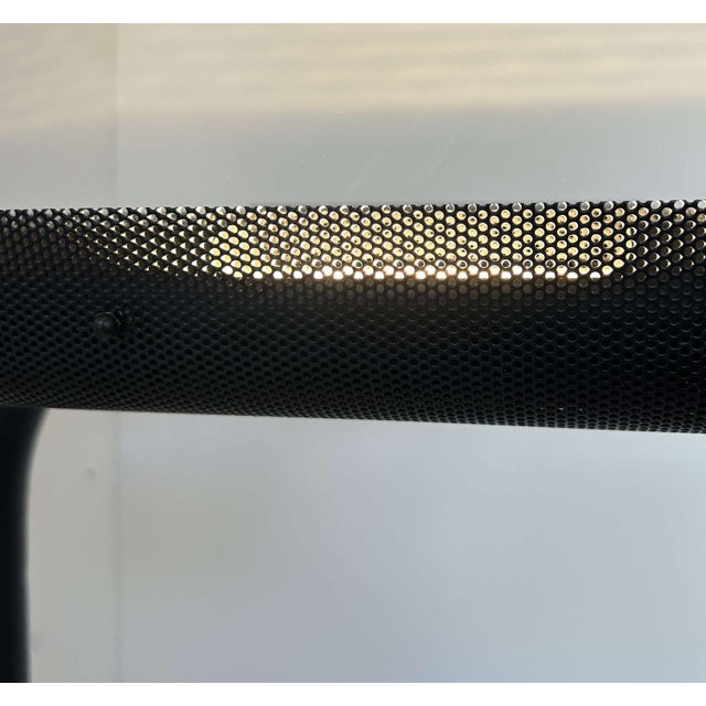 Rare and impressive (60x60cm) pair of wall lights produced by Parscot Paris in the 80s. Matte black tubular metal...