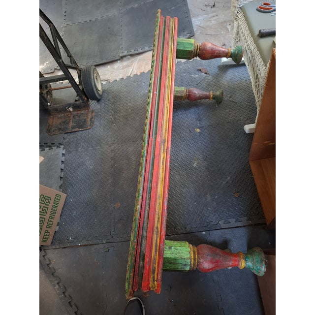 Wood Vintage Hand-Painted, Carved Indian Coffee Table For Sale - Image 7 of 7