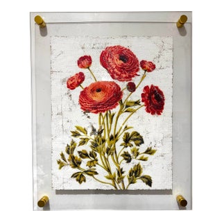 Persian Buttercup - Hand Textured Red Flowers For Sale