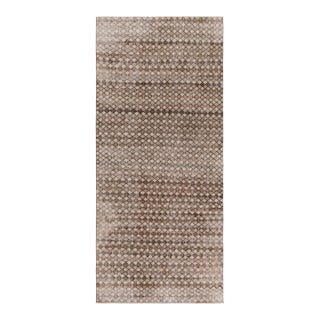 Vintage Distressed Runner Rug, Beige and Brown Geometric Pattern - Rug & Kilim For Sale