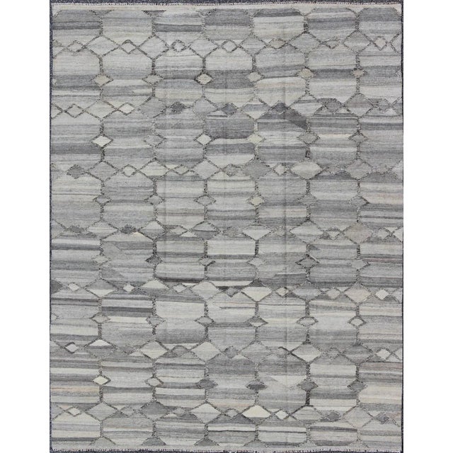 Hand-Woven Kilim Rug by Keivan Woven Arts, Modern Wool Design 7'9 X 9'9 For Sale - Image 9 of 9