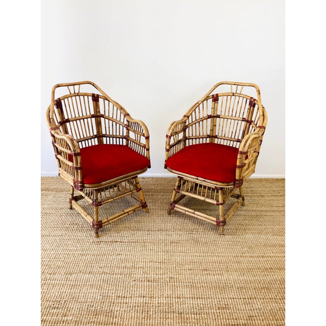 Chinoiserie Vintage 1960s Pair of Rattan Chairs / Boho Coastal Style For Sale - Image 3 of 12