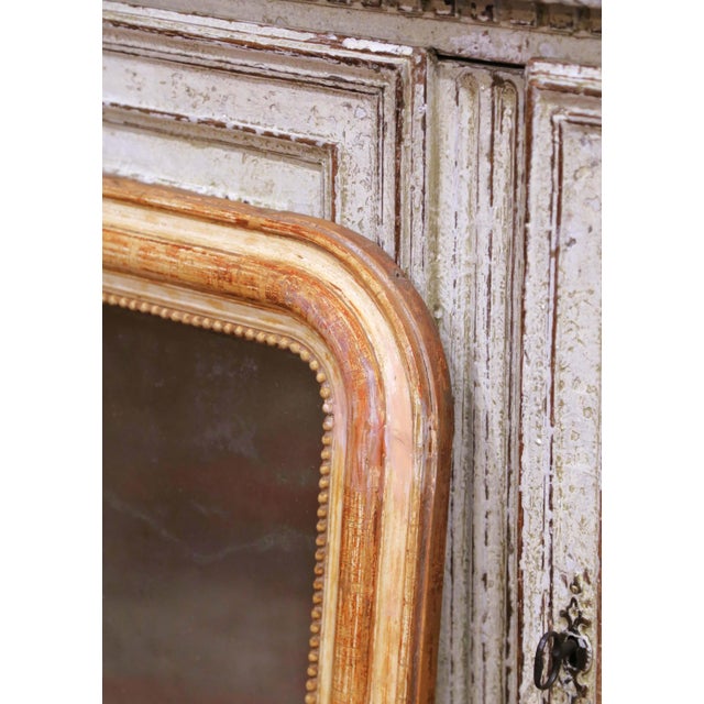 French 19th Century French Louis Philippe Two-Tone Giltwood and Beige Wall Mirror For Sale - Image 3 of 6