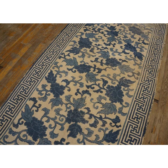 Lovely Tan Beige and Blue Cerulean Color With Florid Design Antique Japanese Rug For Sale - Image 9 of 10