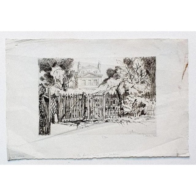 Mansion is an original etching artwork on paper realized by Ernest Herchez (1870- ?). Hand-signed on the lower right,...