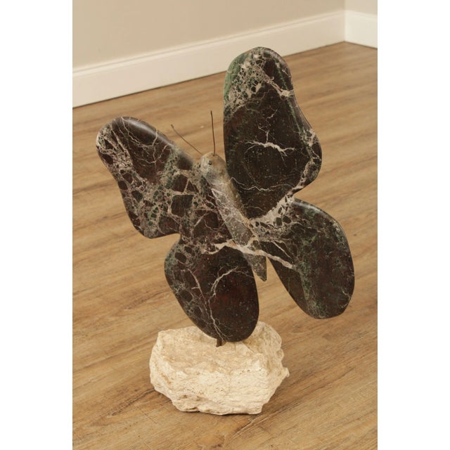 1990s Richard H. Bailey Carved Marble Butterfly Sculpture For Sale - Image 5 of 12