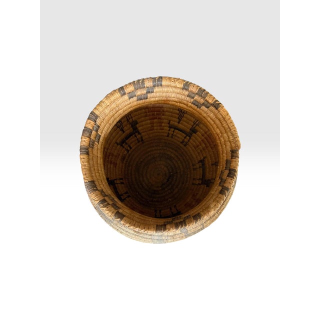 Museum Quality 17” Created in the Style of Native American Polychrome Olla Basket - Dual Register For Sale - Image 12 of 13