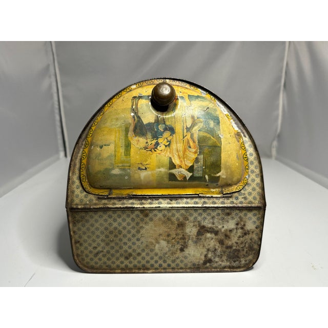 Wood Antique Tin Litho General Store Canister: Spanish Mexico Theme For Sale - Image 7 of 10