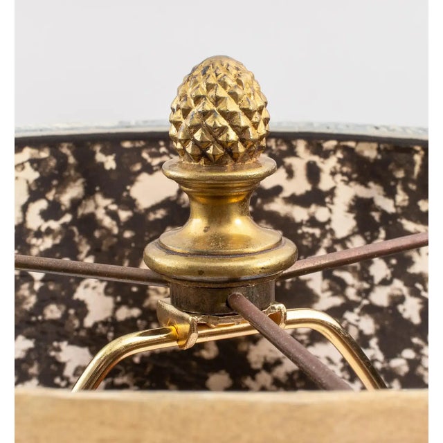 Metal Pair of 1950s Large Ceramic Lamps With Hand Painted Asian Design For Sale - Image 7 of 7