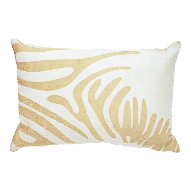 Zebra Beige Large Kidney Pillow For Sale