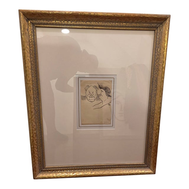A witty, expressive vintage pen-and-ink society illustration titled in graphite "Les Sylvain" and signed lower right by...