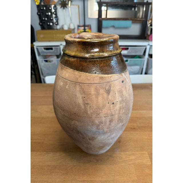 Vintage French Country Olive & Brown Glazed Terra-Cotta Pot For Sale In Houston - Image 6 of 11
