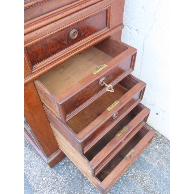 Late 1880s Victorian Eastlake Two Part Tall Secretary Desk 6372 For Sale - Image 9 of 18