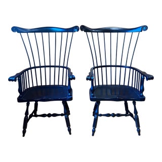 1990s Set of 2 Ethan Allen Windsor Arm Chairs For Sale