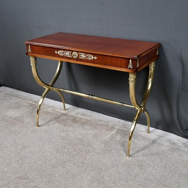 Traditional Empire Style Mahogany Veneer Console Table, Early 20th Century For Sale - Image 3 of 18