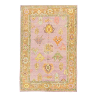 Pink Handwoven Turkish Oushak Rug 6' X 8'10" For Sale