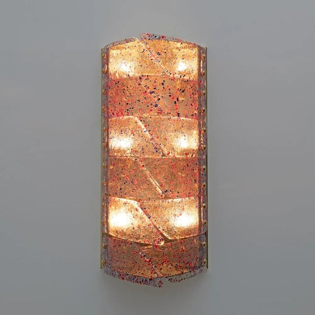 Mid-Century Italian Modern Style Murano Glass and Brass Sconces, 1980, Set of 2 For Sale - Image 6 of 11