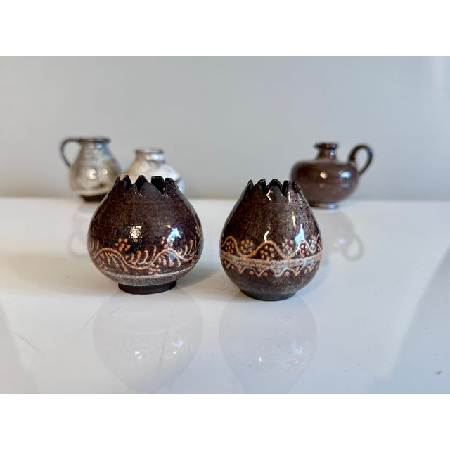 1960s Ceramic Miniature Vases attributed to Serocka, Germany, 1960s, Set of 5 For Sale - Image 5 of 13