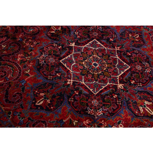 Vintage Handmade Persian Red Medallion Wool Rug 5'0" X 8'0" For Sale - Image 9 of 10