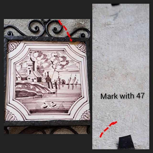 Mid 19th Century Dutch Manganese Delft Decorative Framed Tiles Nautical Scenes- Set of 4 For Sale - Image 10 of 12