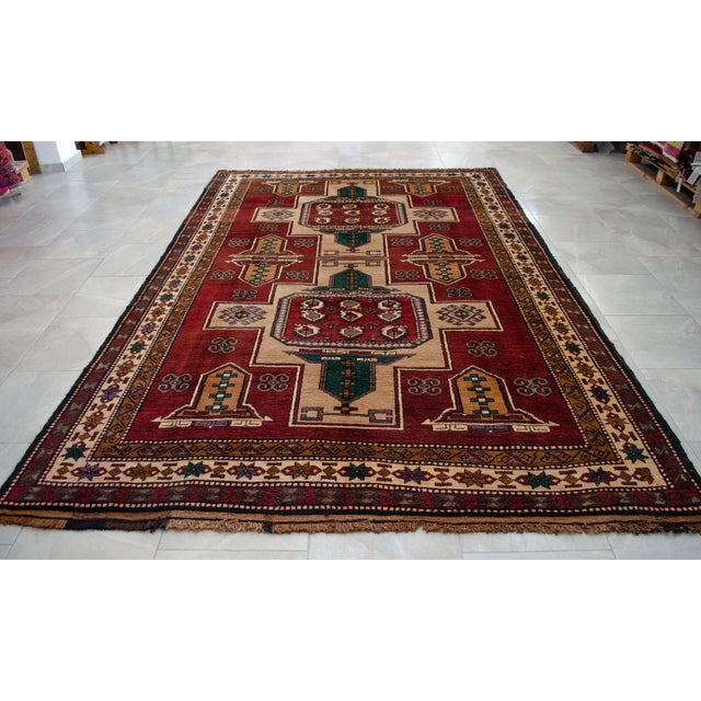 Brown Vintage Hand Knotted Turkish Rug Organic Wool Living Room Decor – 6′9″ × 10′6″ For Sale - Image 8 of 15