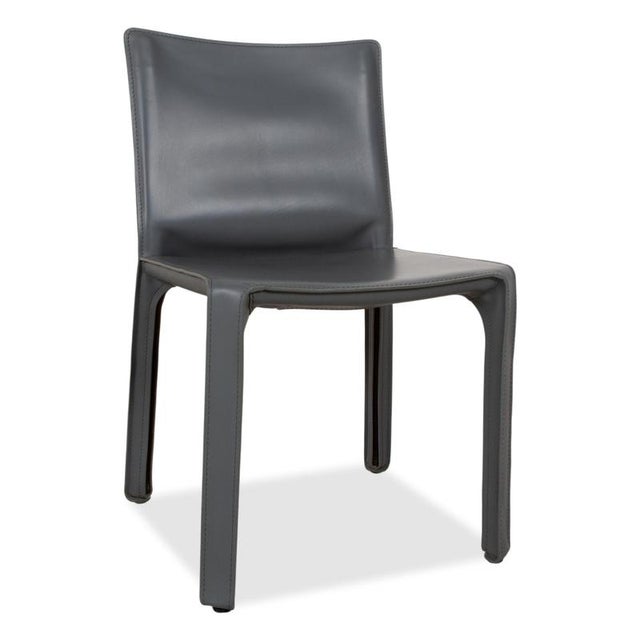 Cassina CAB 413 Chairs in Grey Leather by Mario Bellini for Cassina, Set of 4 For Sale - Image 4 of 18
