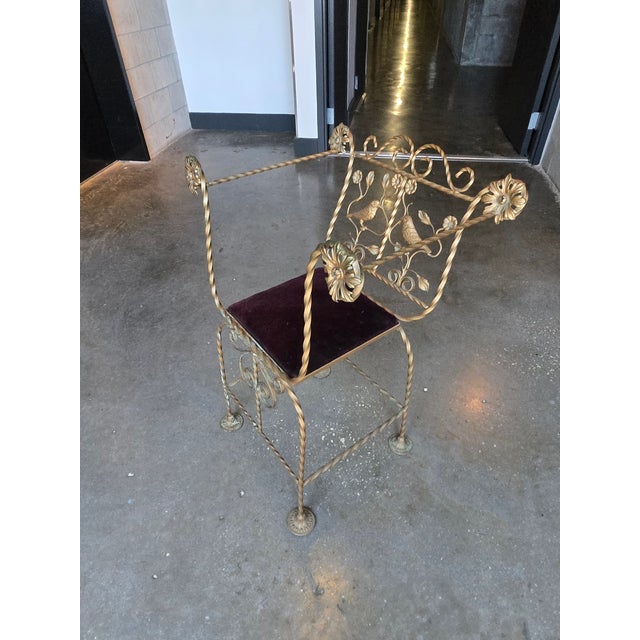 1920s 1920.s Italian Wrought Iron Savarola Chair With Birds For Sale - Image 5 of 9