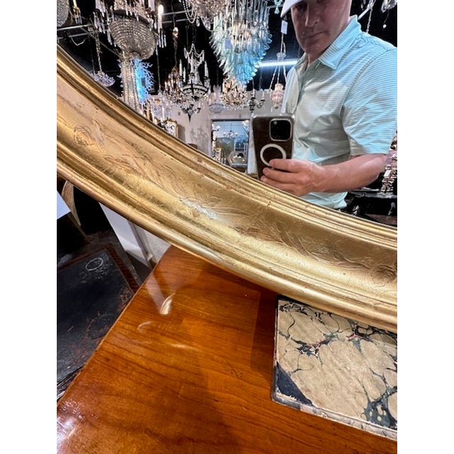 Traditional Large Scale Gold Leaf Oval Louis Philippe Mirrors For Sale - Image 3 of 8