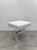 2020s Worlds Away Dixon Acrylic Lucite X Base Stool Nickel Stretcher White Linen For Sale - Image 5 of 7