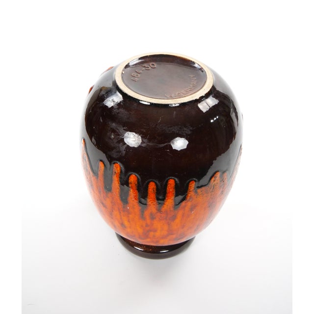 Orange Mid-Century West German Glazed Porcelain Vase, Orange /Brown, Black 12" Tall For Sale - Image 8 of 11