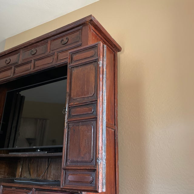 Very large 19th Century Armoire with Original Paint Patina and bifold front doors 85 1/2” high, 60” wide, 25” deep Three...