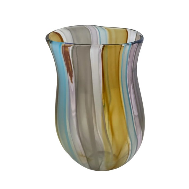 Sand Hand Blown Murano-Style Glass Tiki Beach Inspired Flower Vase by Designer Karen Curtis For Sale - Image 8 of 10