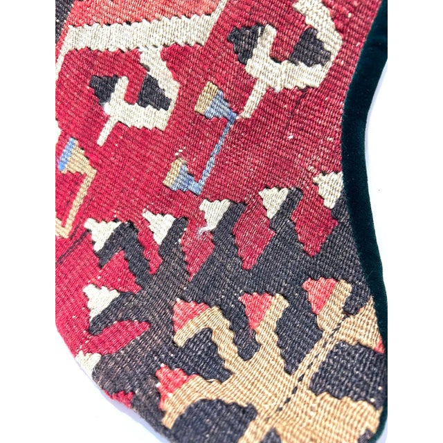 Vintage Turkish Kilim Christmas Stockings, Handwoven Wool Rug Stockings, Pair For Sale In Louisville - Image 6 of 8