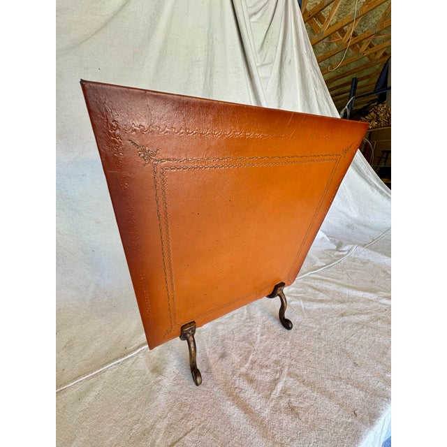 Mid 20th Century Mid 20th Century Leather and Cast Iron Magazine Rack For Sale - Image 5 of 13