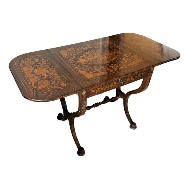 Inlaid Drop-Leaf Table For Sale